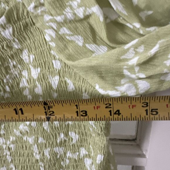 Womens Juniors L Lime Green Crop Top Puff Sleeves Fairy Boho Cottagecore - Picture 9 of 10